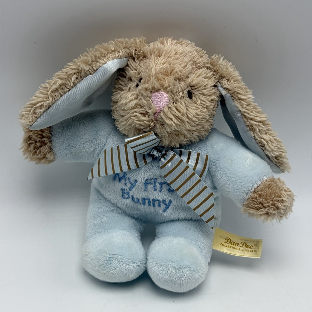 Dan Dee My First Bunny Plush Stuffed Animal Toy Infants 7" Rattle Blue
